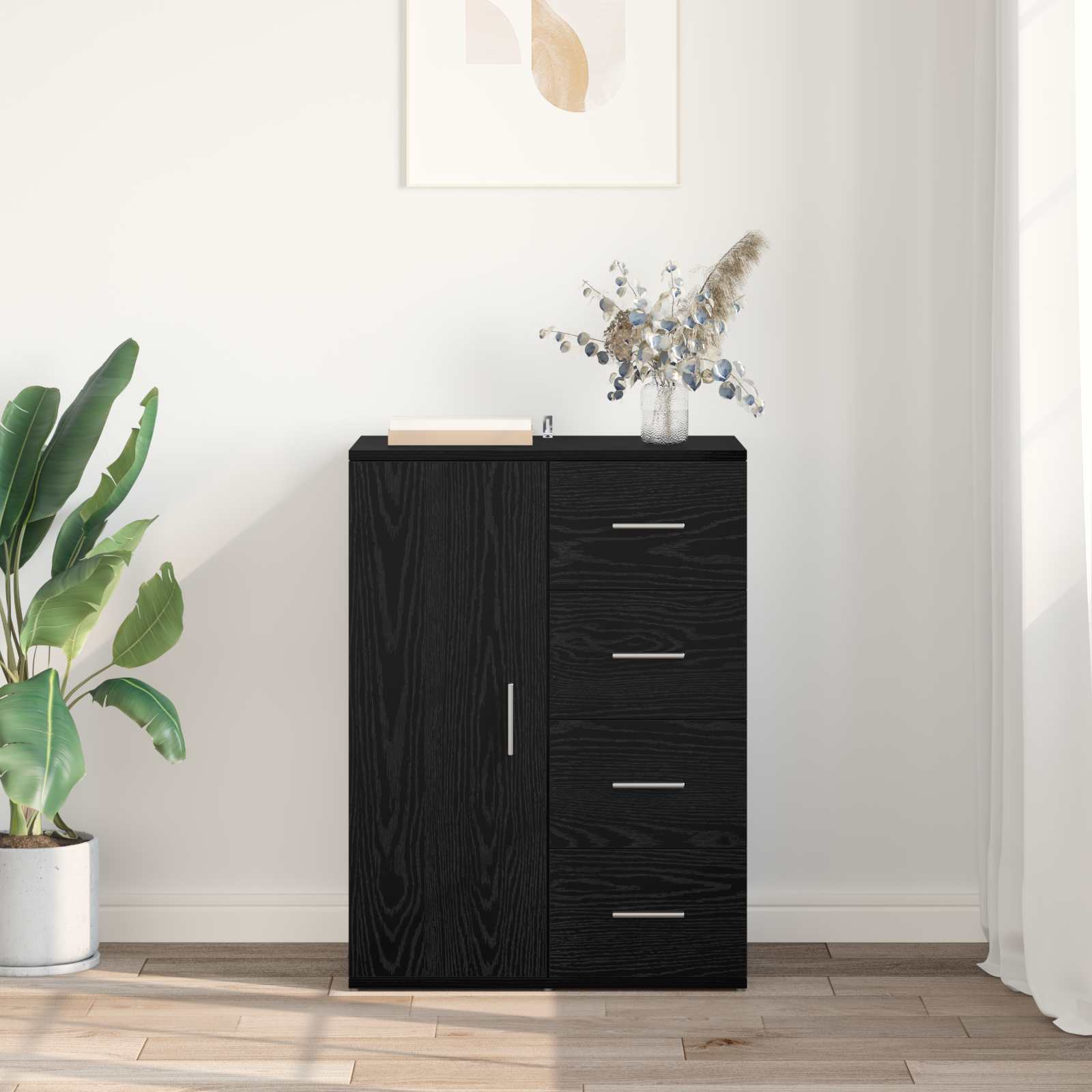 vidaXL Bufet Czarny Dąb 59 x 39 x 80 cm Materiał drewnopochodny
