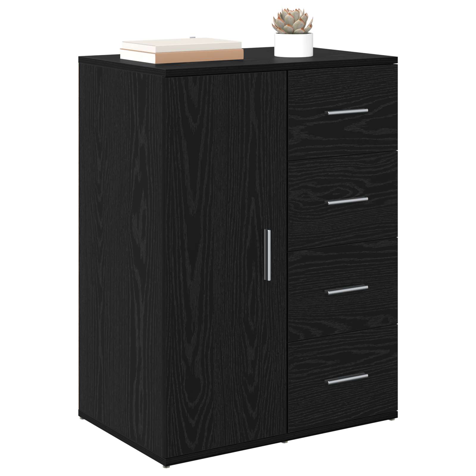 vidaXL Bufet Czarny Dąb 59 x 39 x 80 cm Materiał drewnopochodny