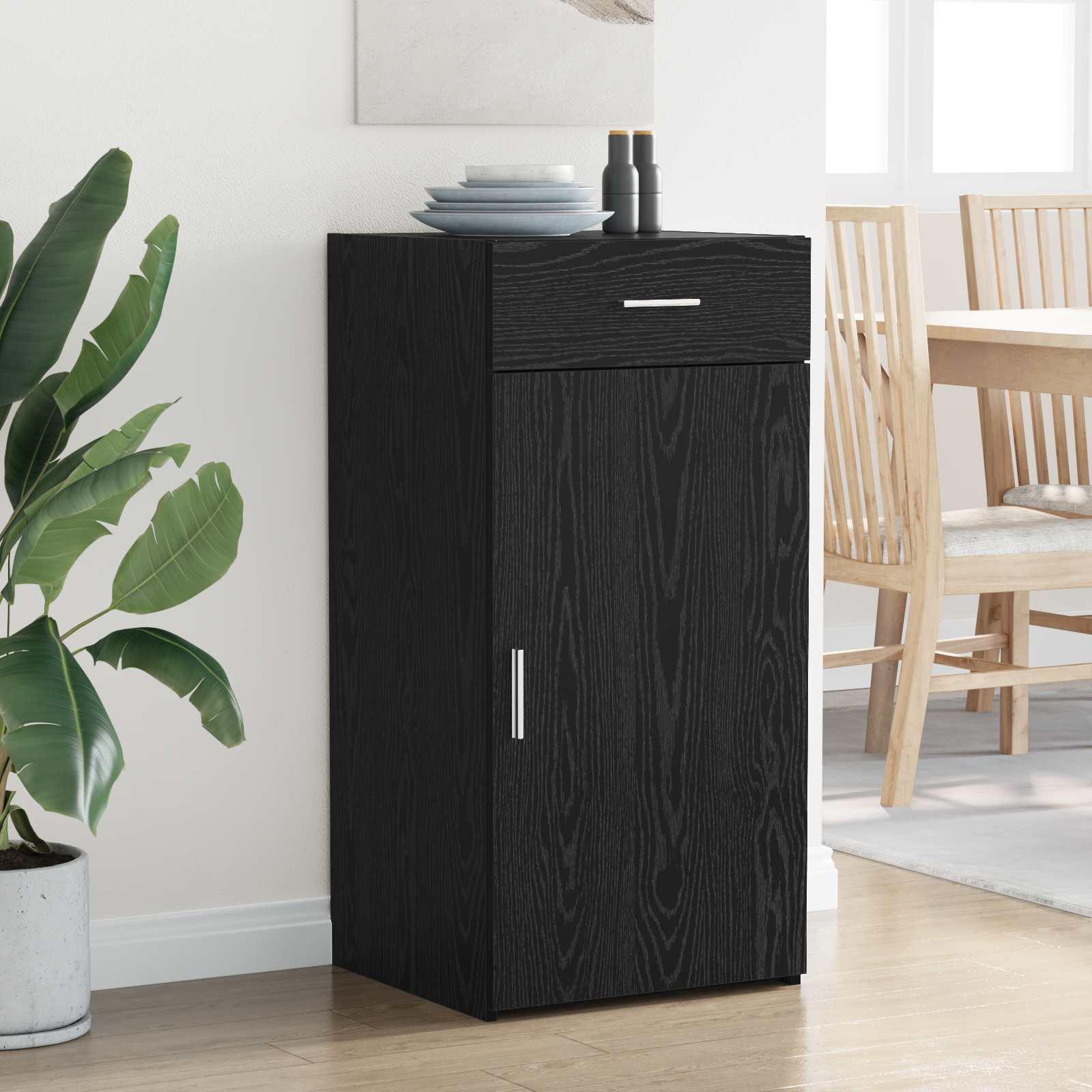 vidaXL Bufet Czarny dąb 45 x 42,5 x 93 cm Materiał drewnopochodny