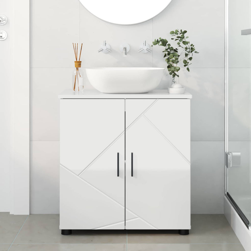 vidaXL Szafka Łazienkowa Wysoki połysk biały 61 x 35 x 64 cm