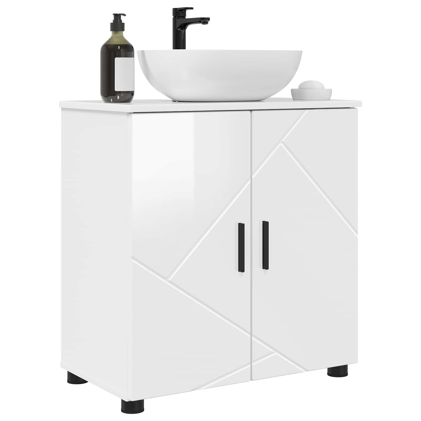 vidaXL Szafka Łazienkowa Wysoki połysk biały 61 x 35 x 64 cm