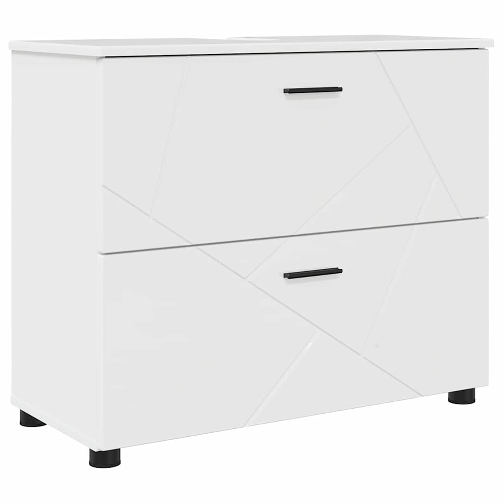 vidaXL Szafka Łazienkowa Wysoki połysk biały 76,5 x 35 x 64 cm