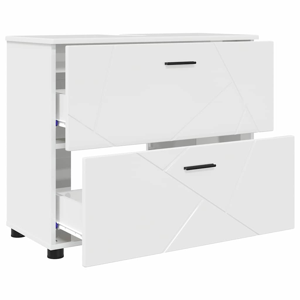 vidaXL Szafka Łazienkowa Wysoki połysk biały 76,5 x 35 x 64 cm