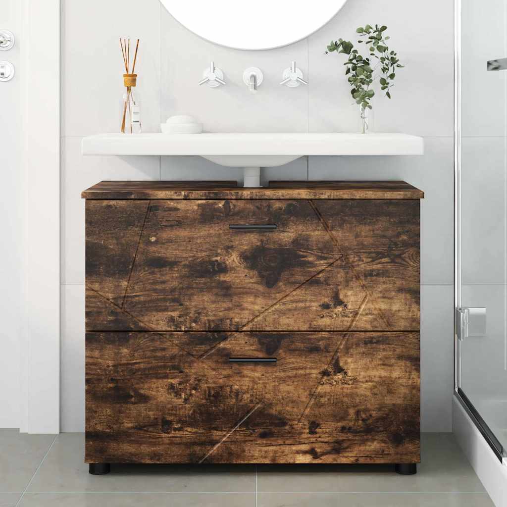 vidaXL Szafka Łazienkowa z szufladą Dąb wędzony 76,5 x 35 x 64 cm