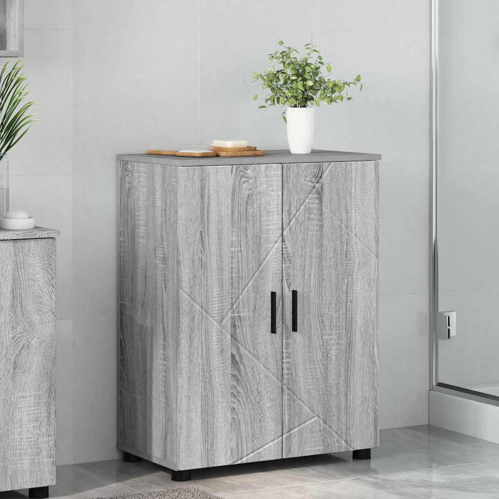 vidaXL Szafka Łazienkowa z drzwiami Szary Sonoma 60 x 35 x 80 cm