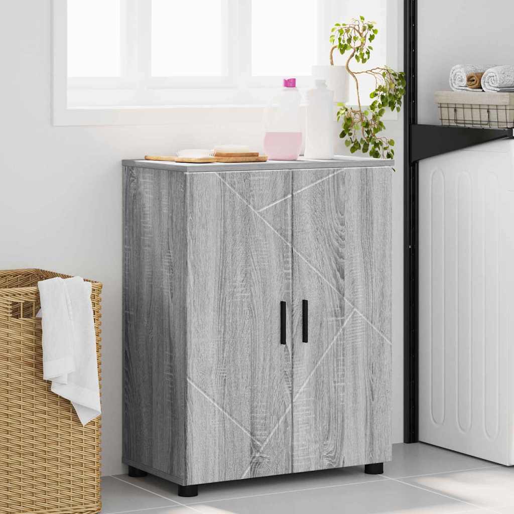 vidaXL Szafka Łazienkowa z drzwiami Szary Sonoma 60 x 35 x 80 cm