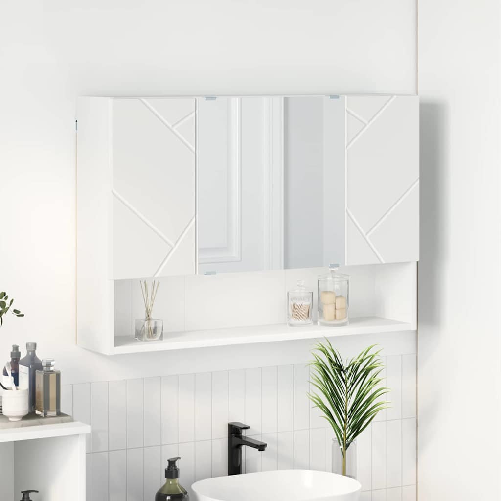 vidaXL Szafka z lustrem Biały 80 x 17 x 55 cm Materiał drewnopochodny