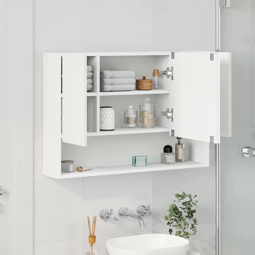vidaXL Szafka z lustrem Biały 80 x 17 x 55 cm Materiał drewnopochodny