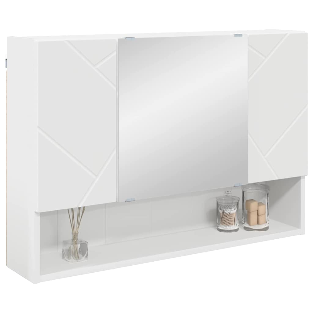 vidaXL Szafka z lustrem Biały 80 x 17 x 55 cm Materiał drewnopochodny