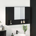 vidaXL Szafka z lustrem Czarny 80 x 17 x 55 cm Materiał drewnopochodny