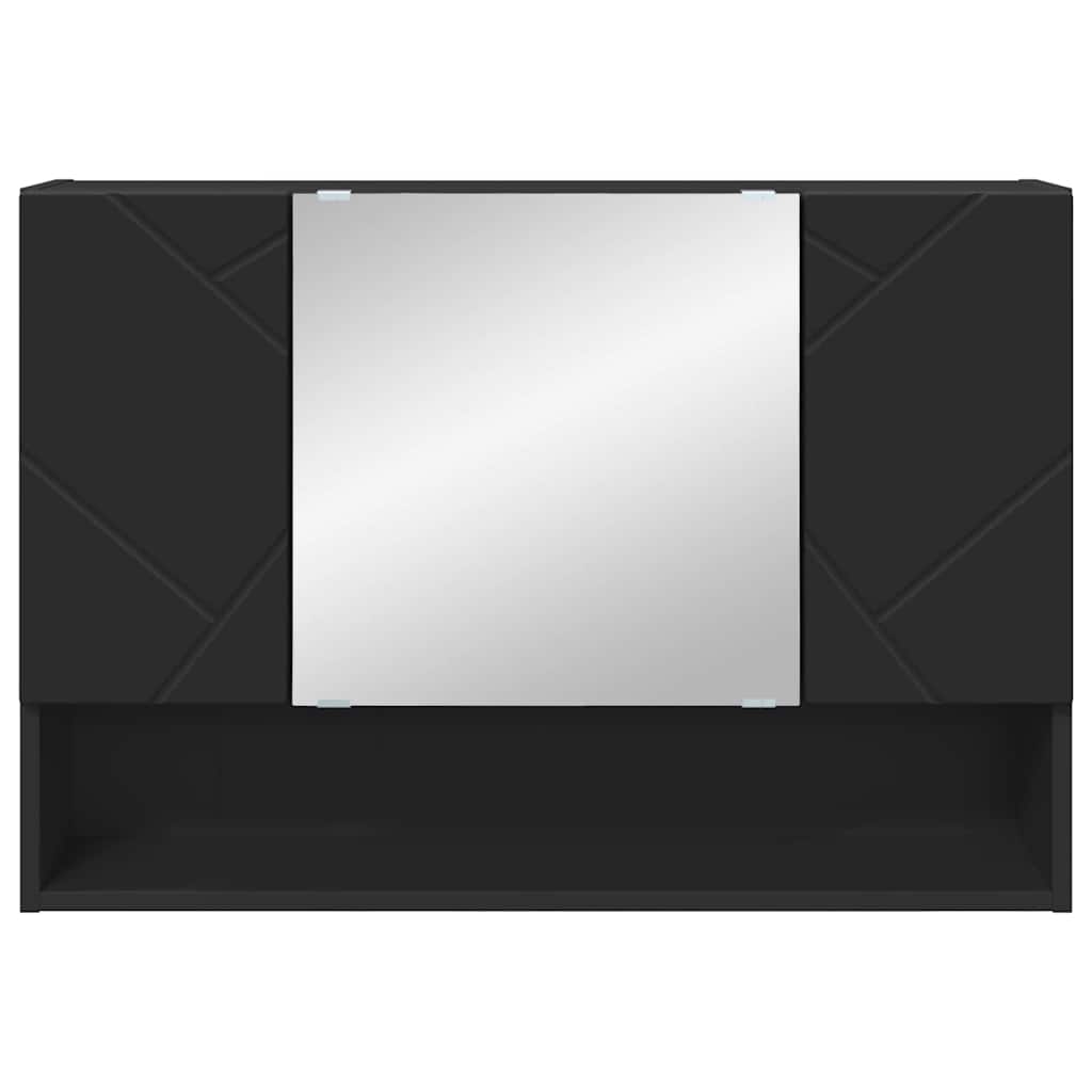 vidaXL Szafka z lustrem Czarny 80 x 17 x 55 cm Materiał drewnopochodny