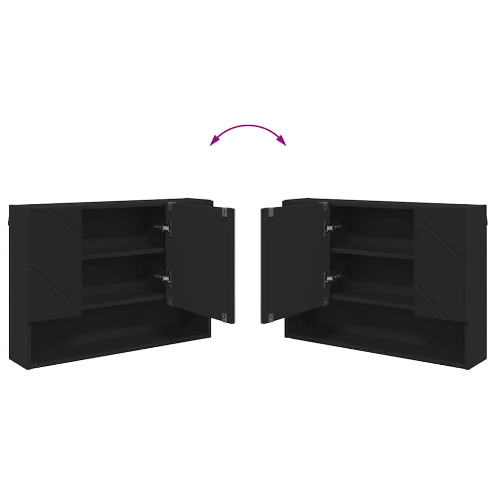 vidaXL Szafka z lustrem Czarny 80 x 17 x 55 cm Materiał drewnopochodny