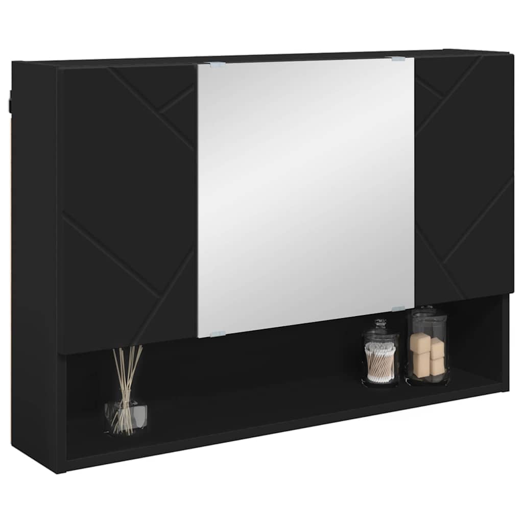 vidaXL Szafka z lustrem Czarny 80 x 17 x 55 cm Materiał drewnopochodny