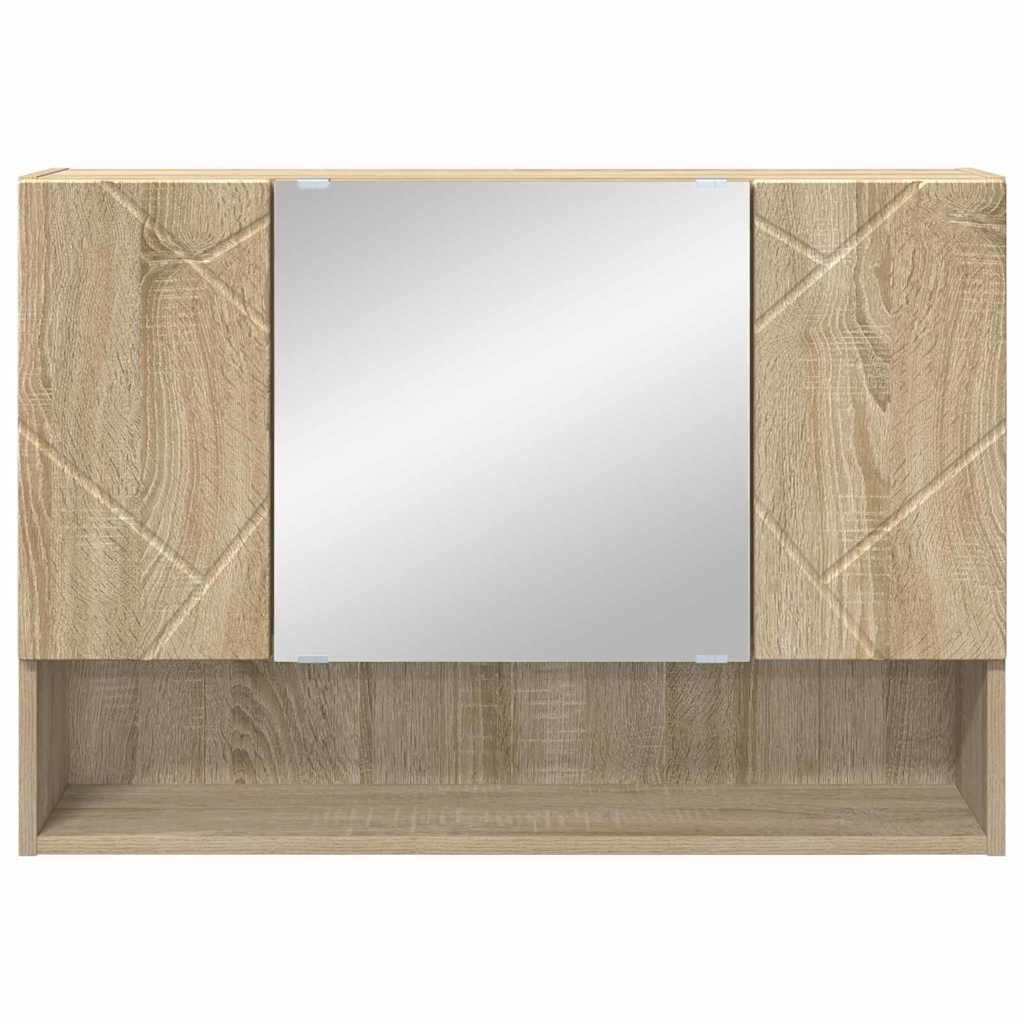 vidaXL Szafka z lustrem z przechowywaniem Dąb Sonoma 80 x 17 x 55 cm