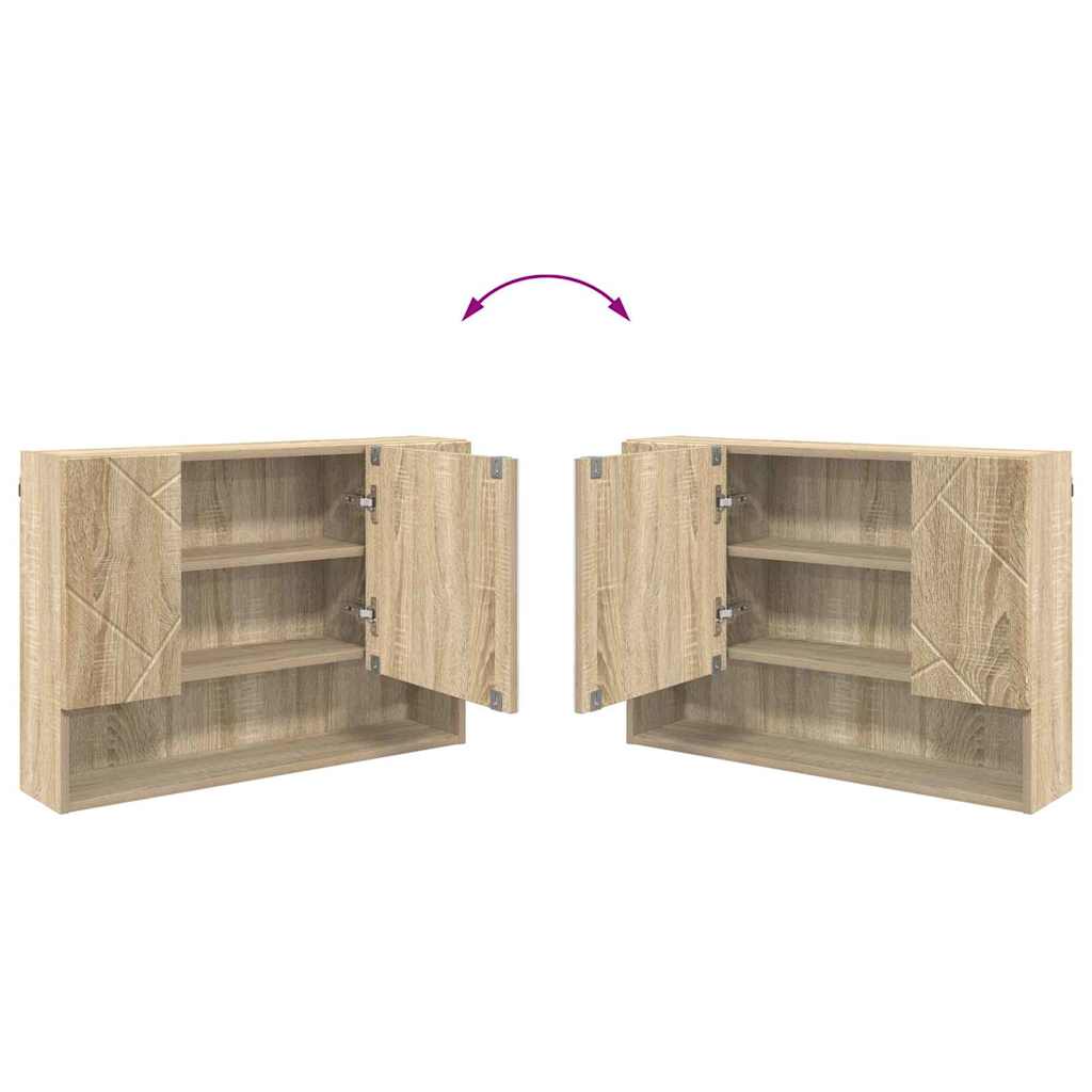 vidaXL Szafka z lustrem z przechowywaniem Dąb Sonoma 80 x 17 x 55 cm