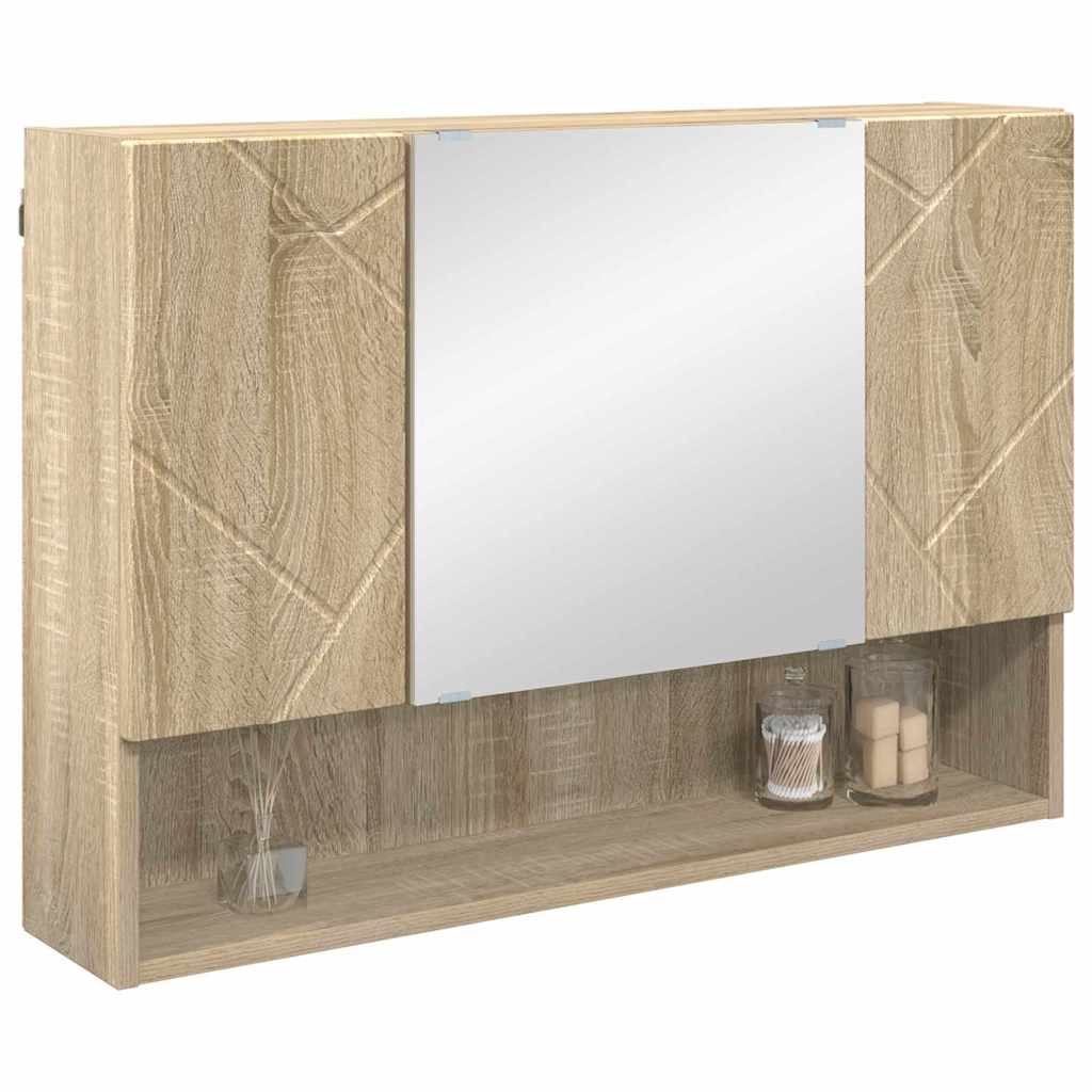 vidaXL Szafka z lustrem z przechowywaniem Dąb Sonoma 80 x 17 x 55 cm