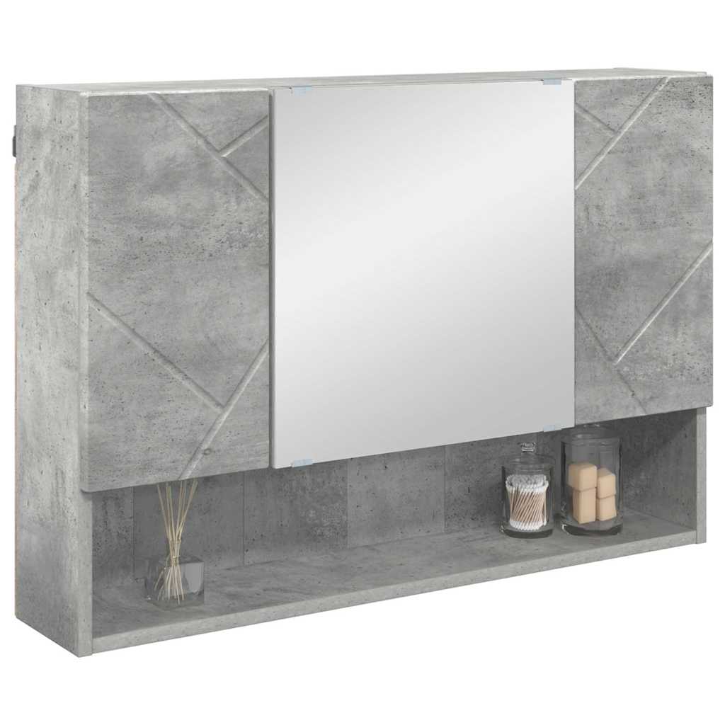 vidaXL Szafka z lustrem z drzwiami Betonowy szary 80 x 17 x 55 cm
