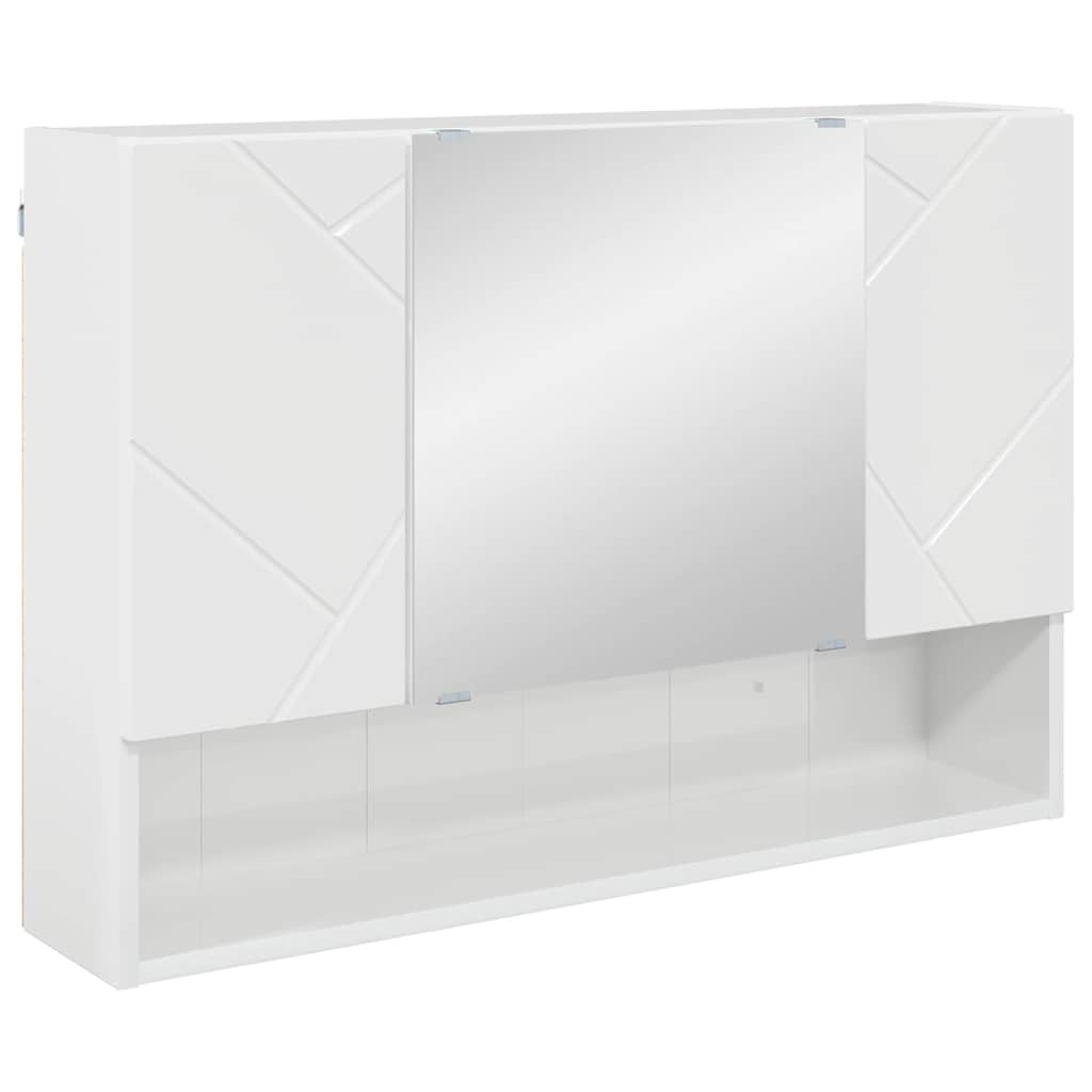 vidaXL Szafka z lustrem z drzwiami Wysoki połysk biały 80 x 17 x 55 cm