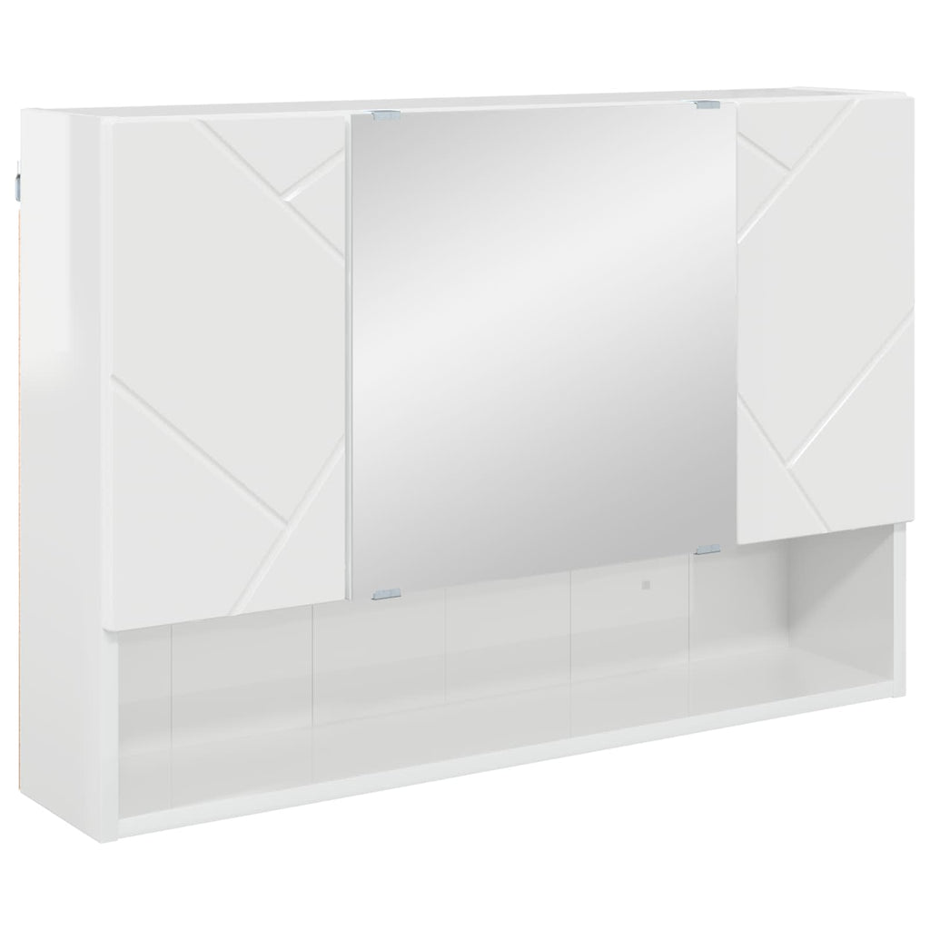 vidaXL Szafka z lustrem Wysoki połysk biały 80 x 17 x 55 cm