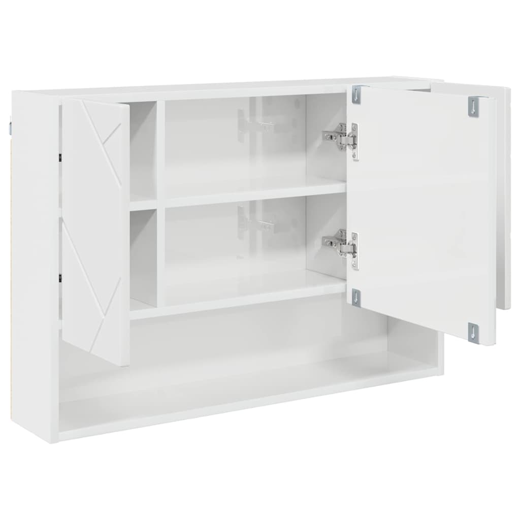 vidaXL Szafka z lustrem z drzwiami Wysoki połysk biały 80 x 17 x 55 cm