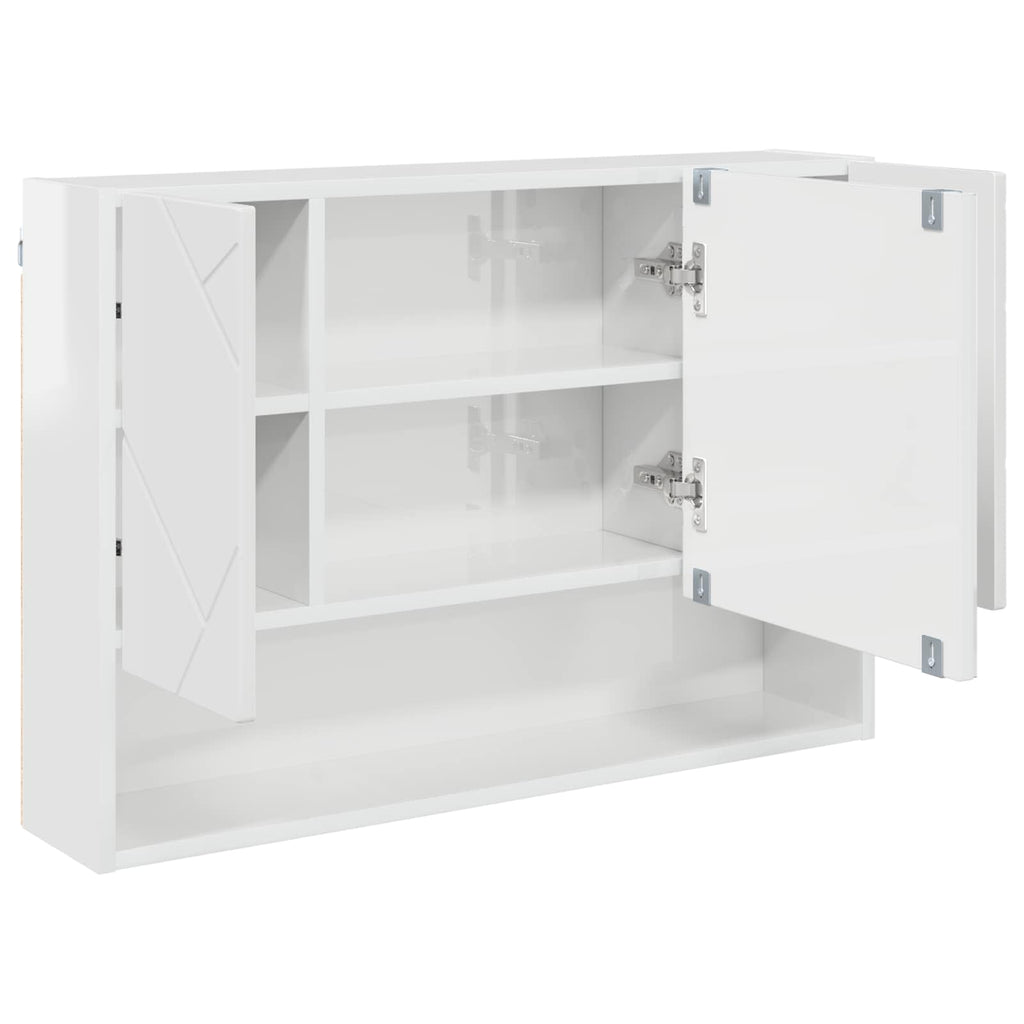 vidaXL Szafka z lustrem Wysoki połysk biały 80 x 17 x 55 cm