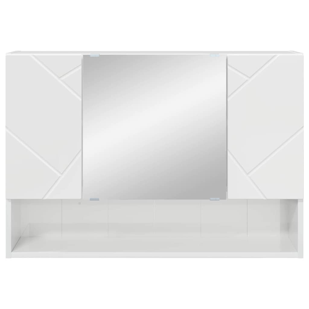 vidaXL Szafka z lustrem z drzwiami Wysoki połysk biały 80 x 17 x 55 cm