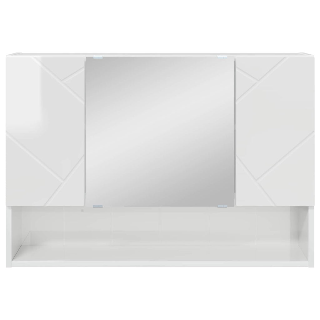 vidaXL Szafka z lustrem Wysoki połysk biały 80 x 17 x 55 cm