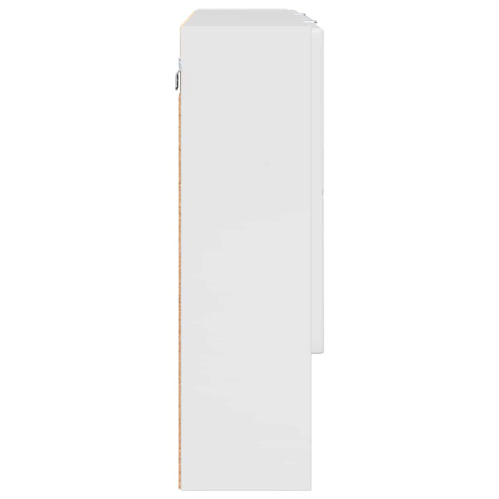vidaXL Szafka z lustrem z drzwiami Wysoki połysk biały 80 x 17 x 55 cm