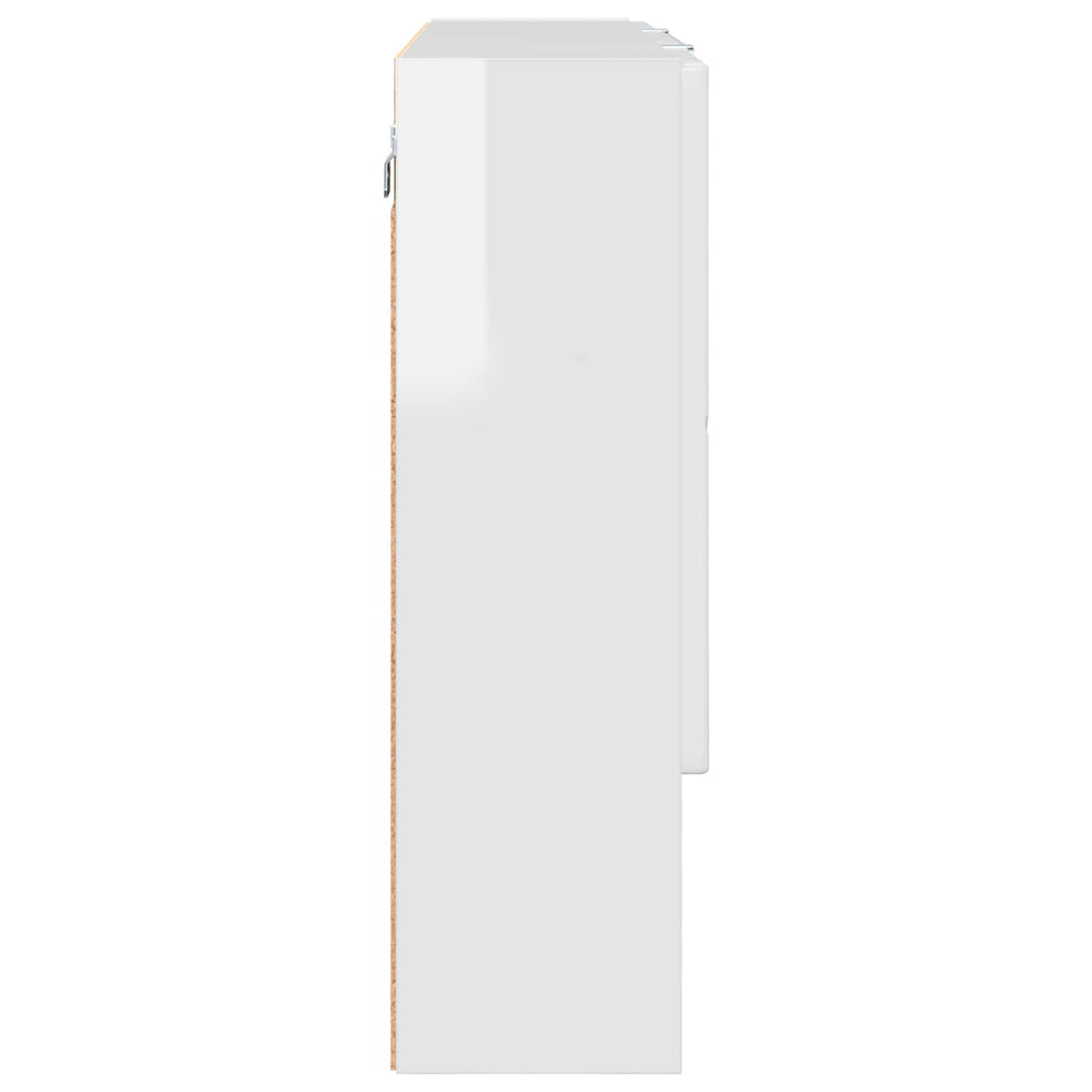 vidaXL Szafka z lustrem Wysoki połysk biały 80 x 17 x 55 cm