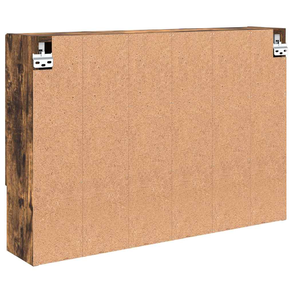 vidaXL Szafka z lustrem z przechowywaniem Dąb wędzony 80 x 17 x 55 cm