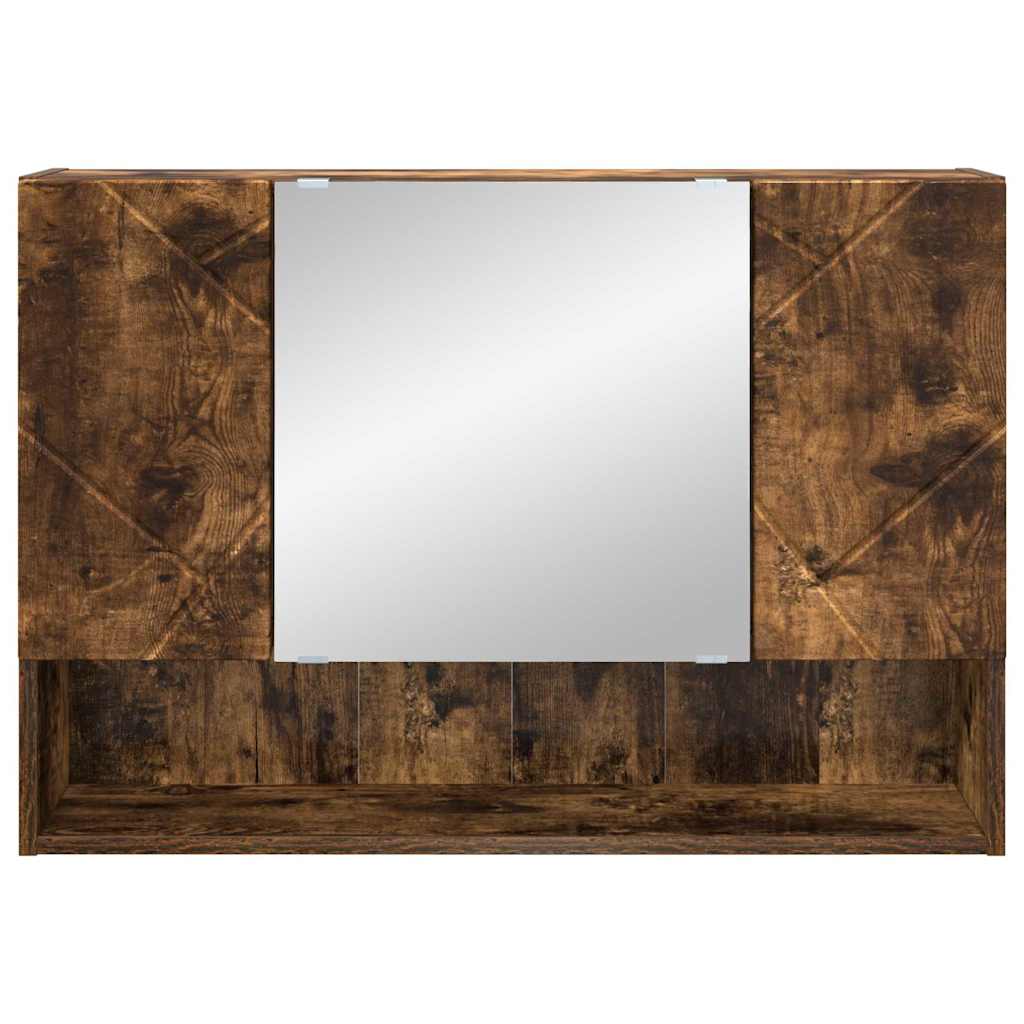 vidaXL Szafka z lustrem z przechowywaniem Dąb wędzony 80 x 17 x 55 cm