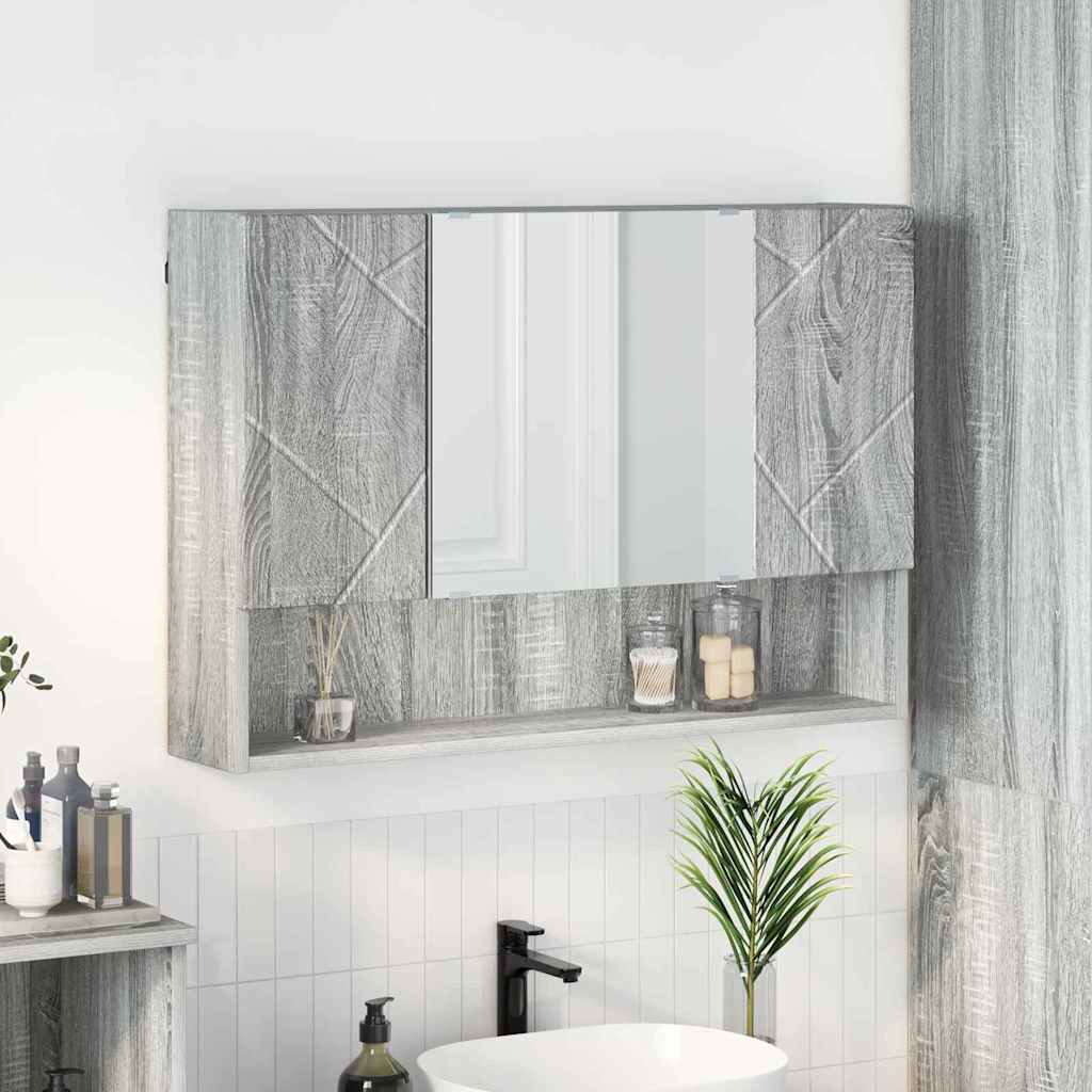 vidaXL Szafka z lustrem z przechowywaniem Szary Sonoma 80 x 17 x 55 cm