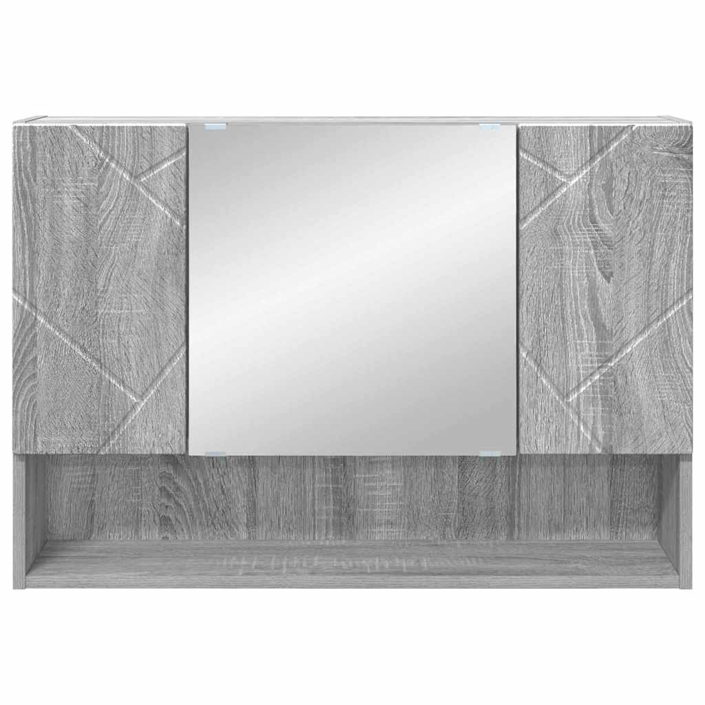 vidaXL Szafka z lustrem z przechowywaniem Szary Sonoma 80 x 17 x 55 cm