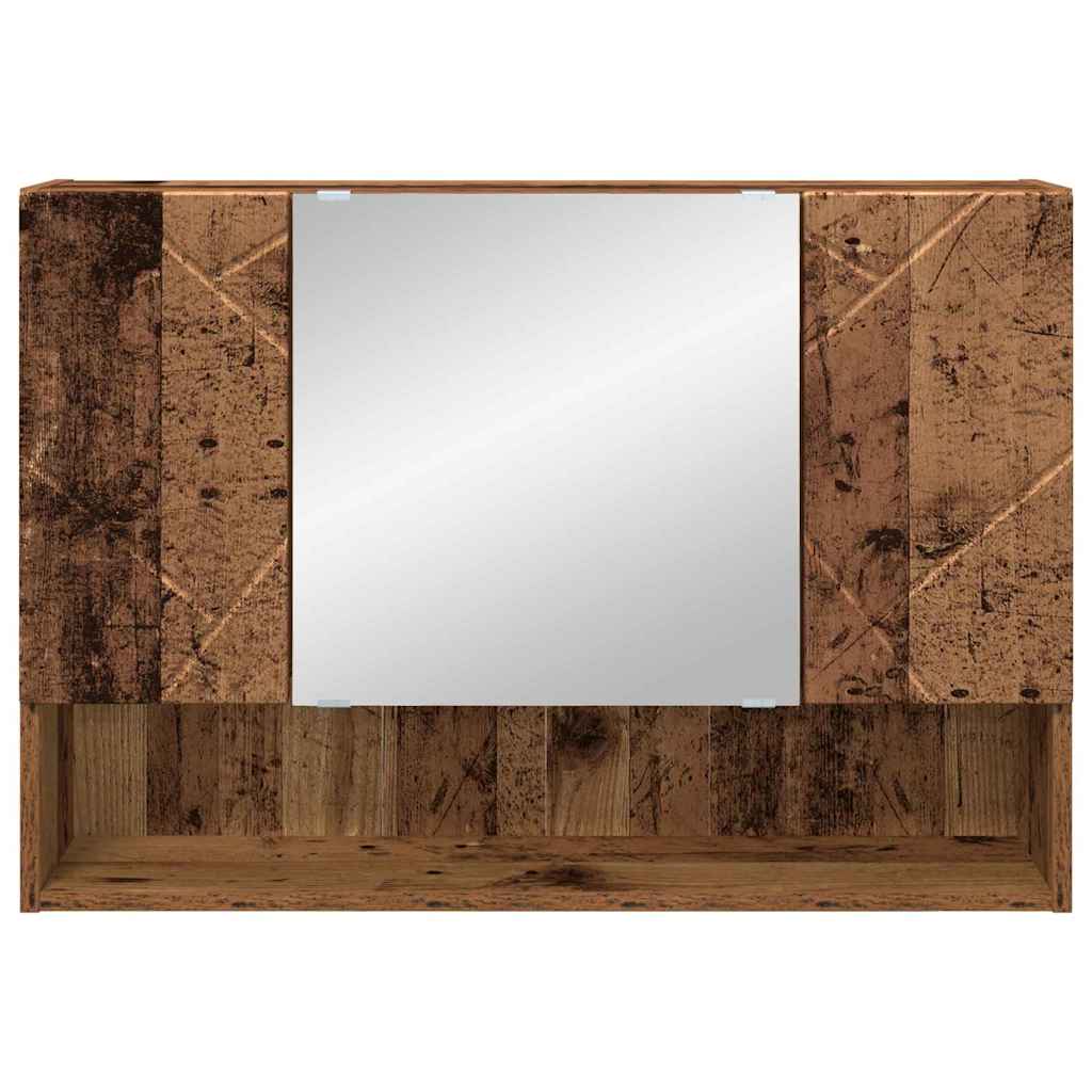 vidaXL Szafka z lustrem z przechowywaniem Stare drewno 80 x 17 x 55 cm