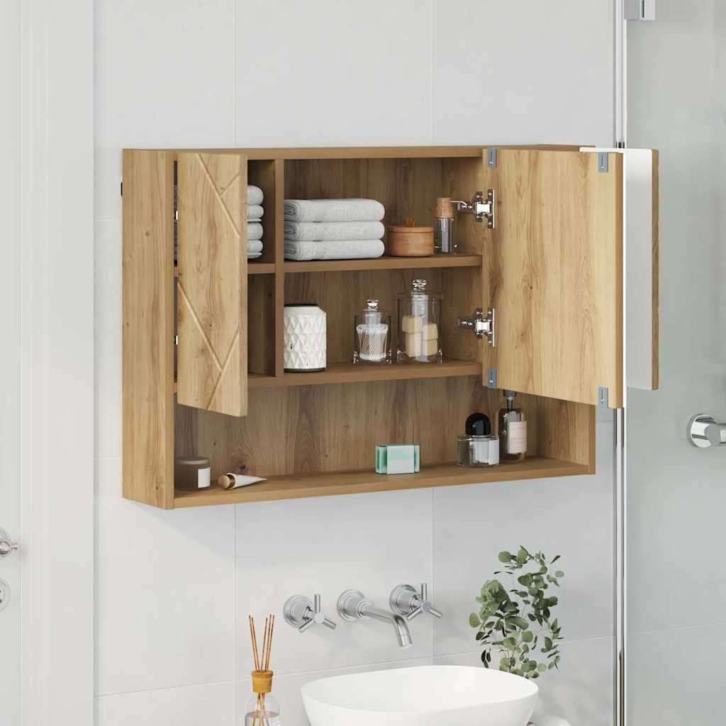 vidaXL Szafka z lustrem z drzwiami Dąb rzemieślniczy 80 x 17 x 55 cm