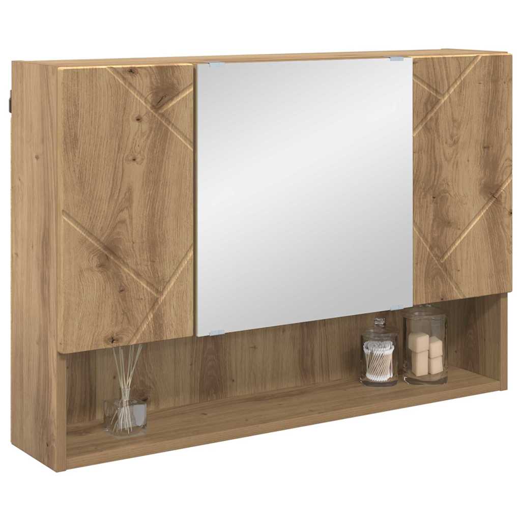 vidaXL Szafka z lustrem z drzwiami Dąb rzemieślniczy 80 x 17 x 55 cm