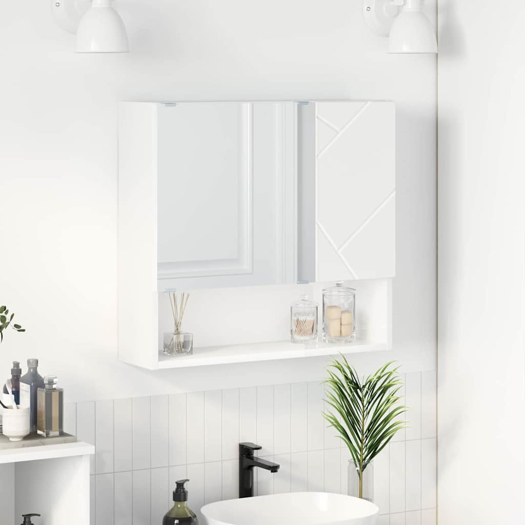 vidaXL Szafka z lustrem Biały 59 x 17 x 55 cm Materiał drewnopochodny