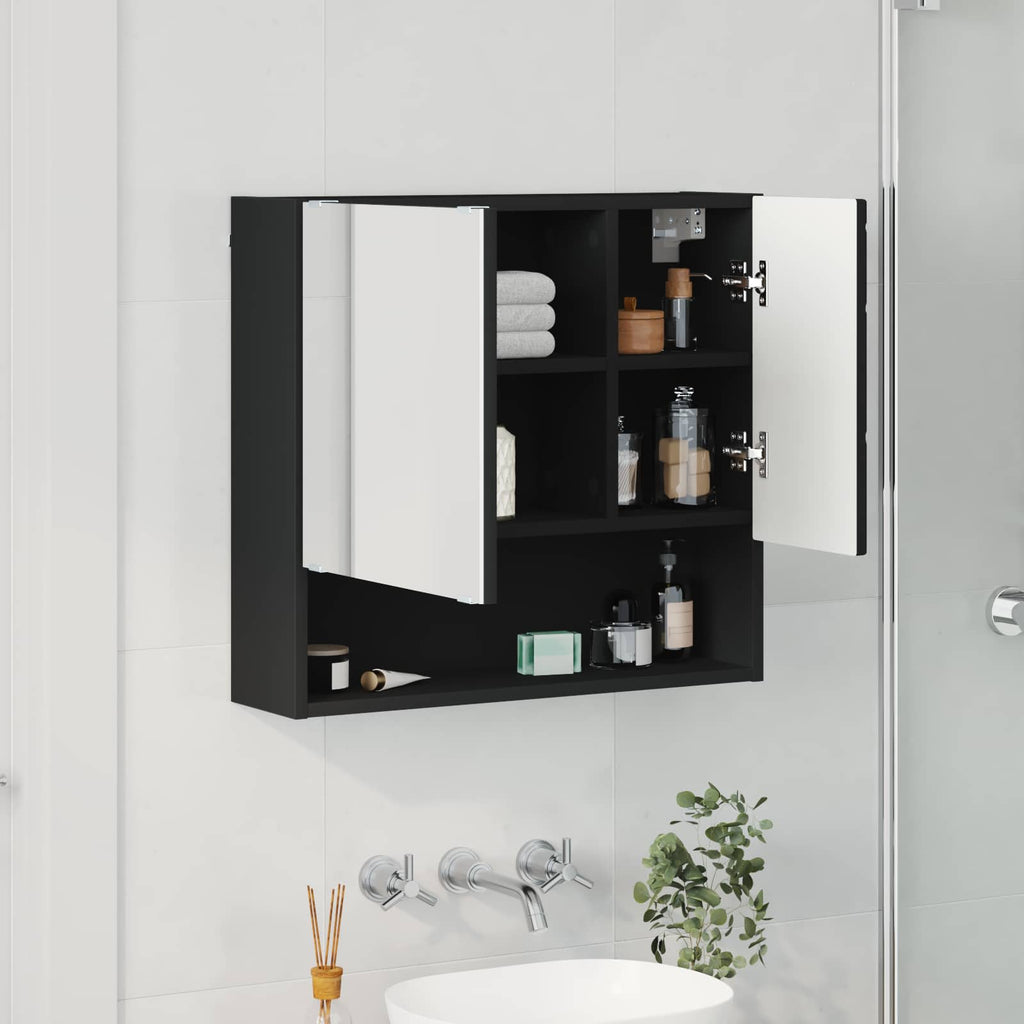vidaXL Szafka z lustrem Czarny 59 x 17 x 55 cm Drewno inżynieryjne