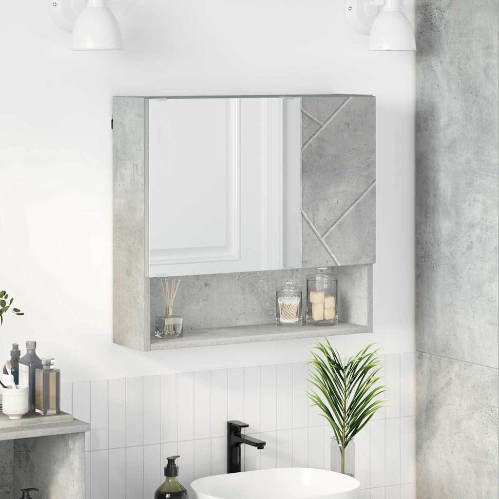 vidaXL Szafka z lustrem z drzwiami Betonowy szary 59 x 17 x 55 cm