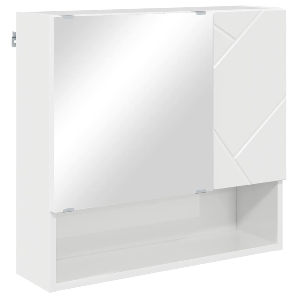 vidaXL Szafka z lustrem z drzwiami Wysoki połysk biały 59 x 17 x 55 cm