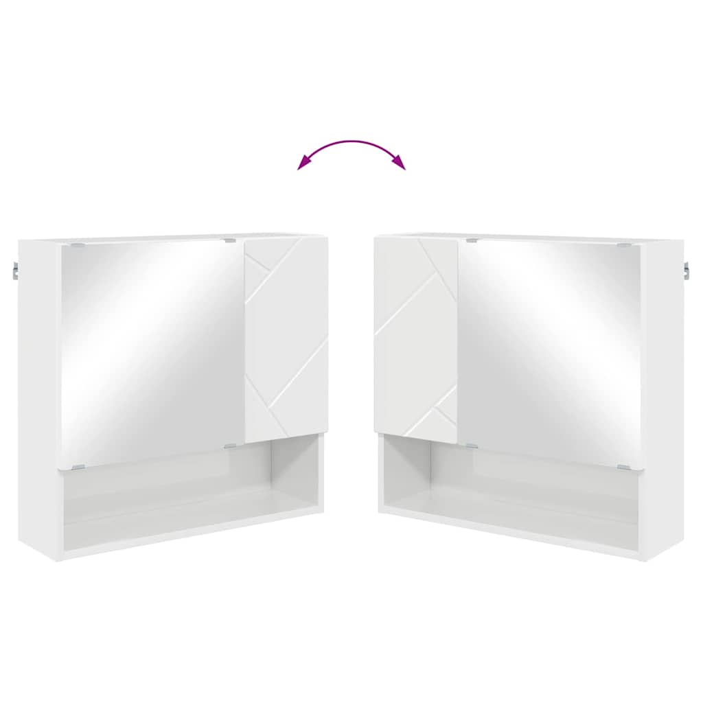 vidaXL Szafka z lustrem z drzwiami Wysoki połysk biały 59 x 17 x 55 cm