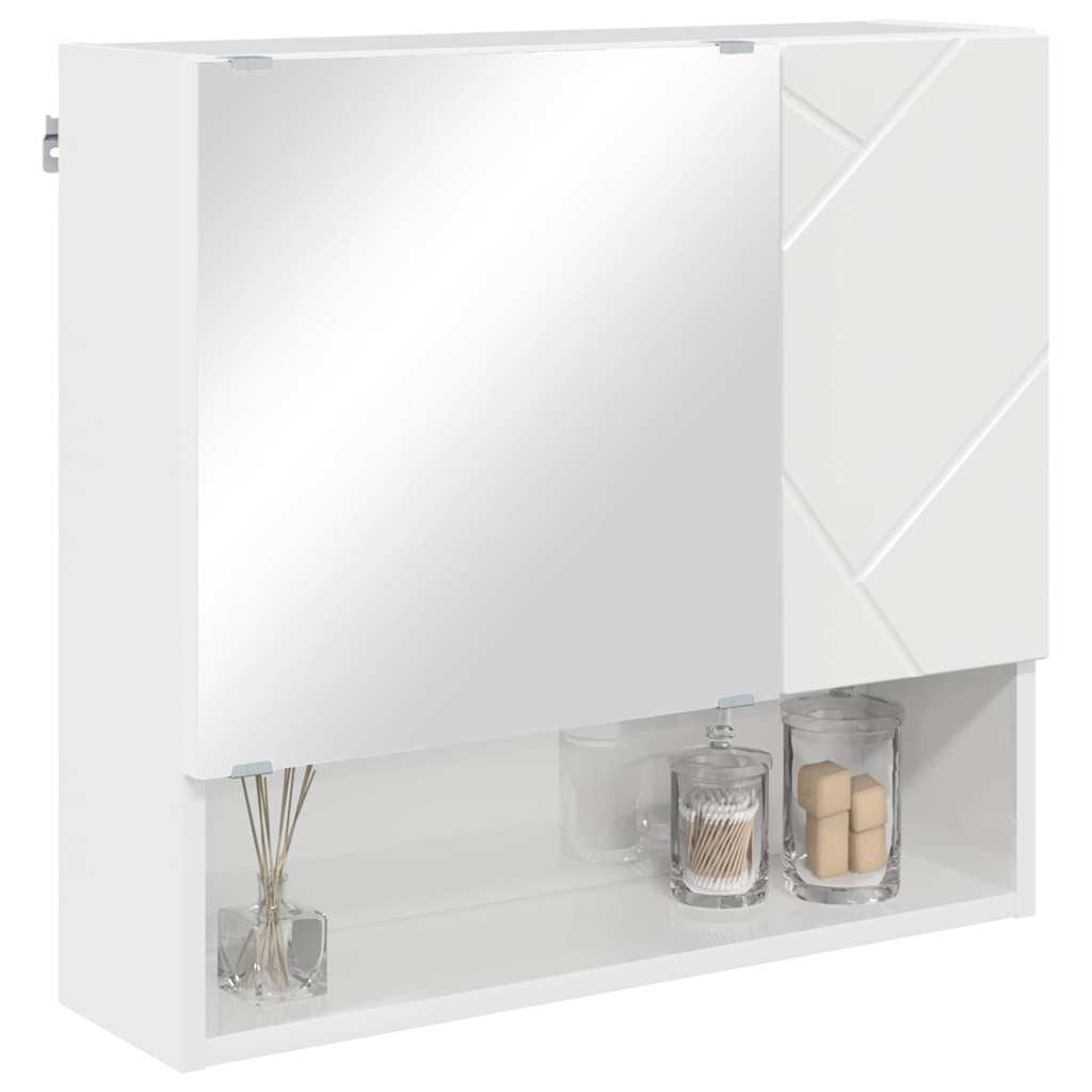 vidaXL Szafka z lustrem z drzwiami Wysoki połysk biały 59 x 17 x 55 cm