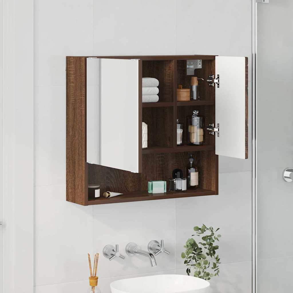 vidaXL Szafka z lustrem z przechowywaniem Brązowy dąb 59 x 17 x 55 cm