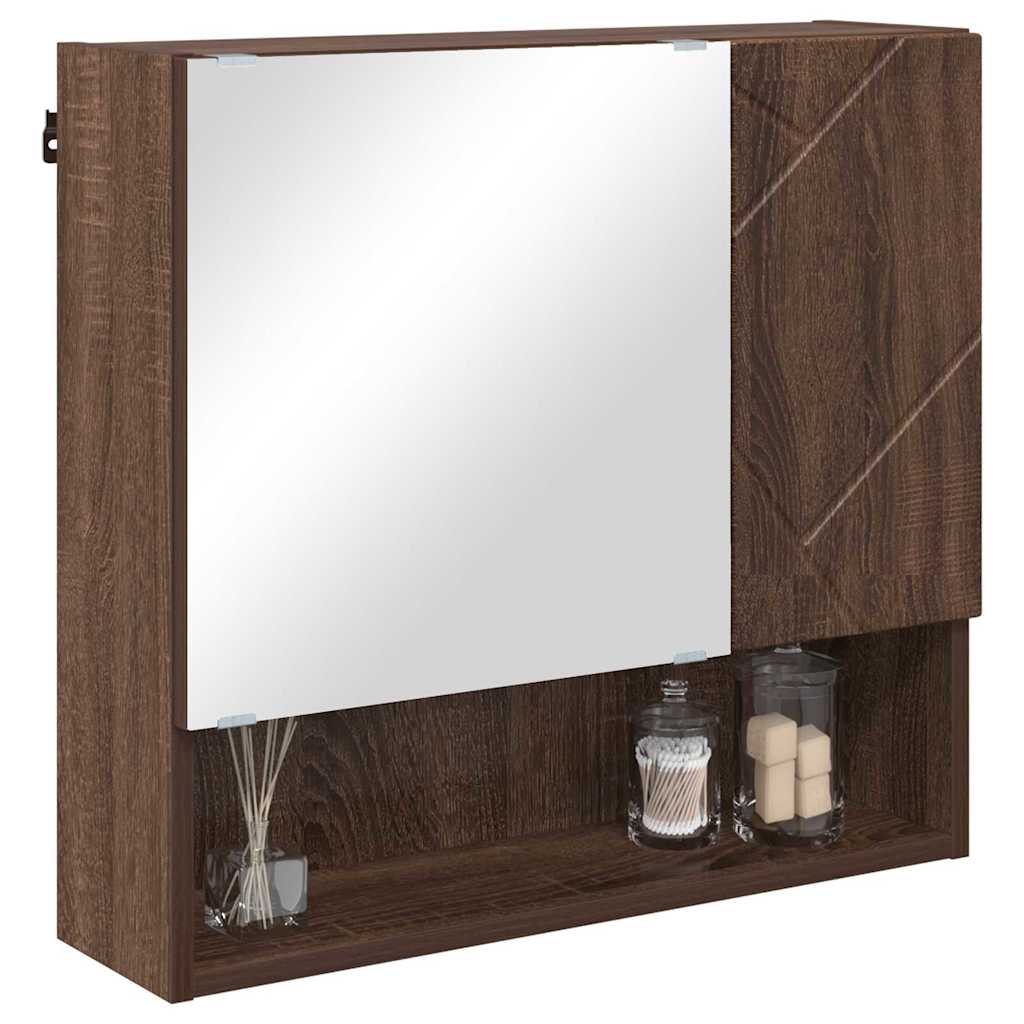 vidaXL Szafka z lustrem z przechowywaniem Brązowy dąb 59 x 17 x 55 cm