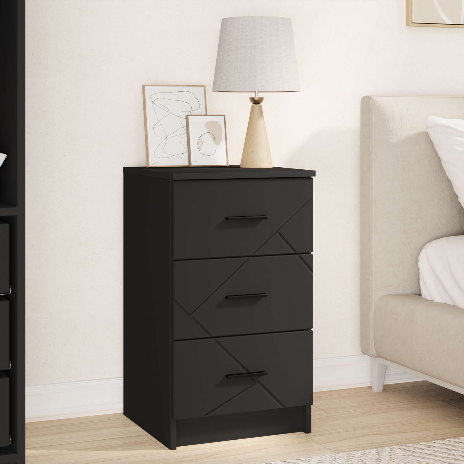 vidaXL Szafka Nocna Czarny 38 x 38 x 66 cm Drewno inżynieryjne