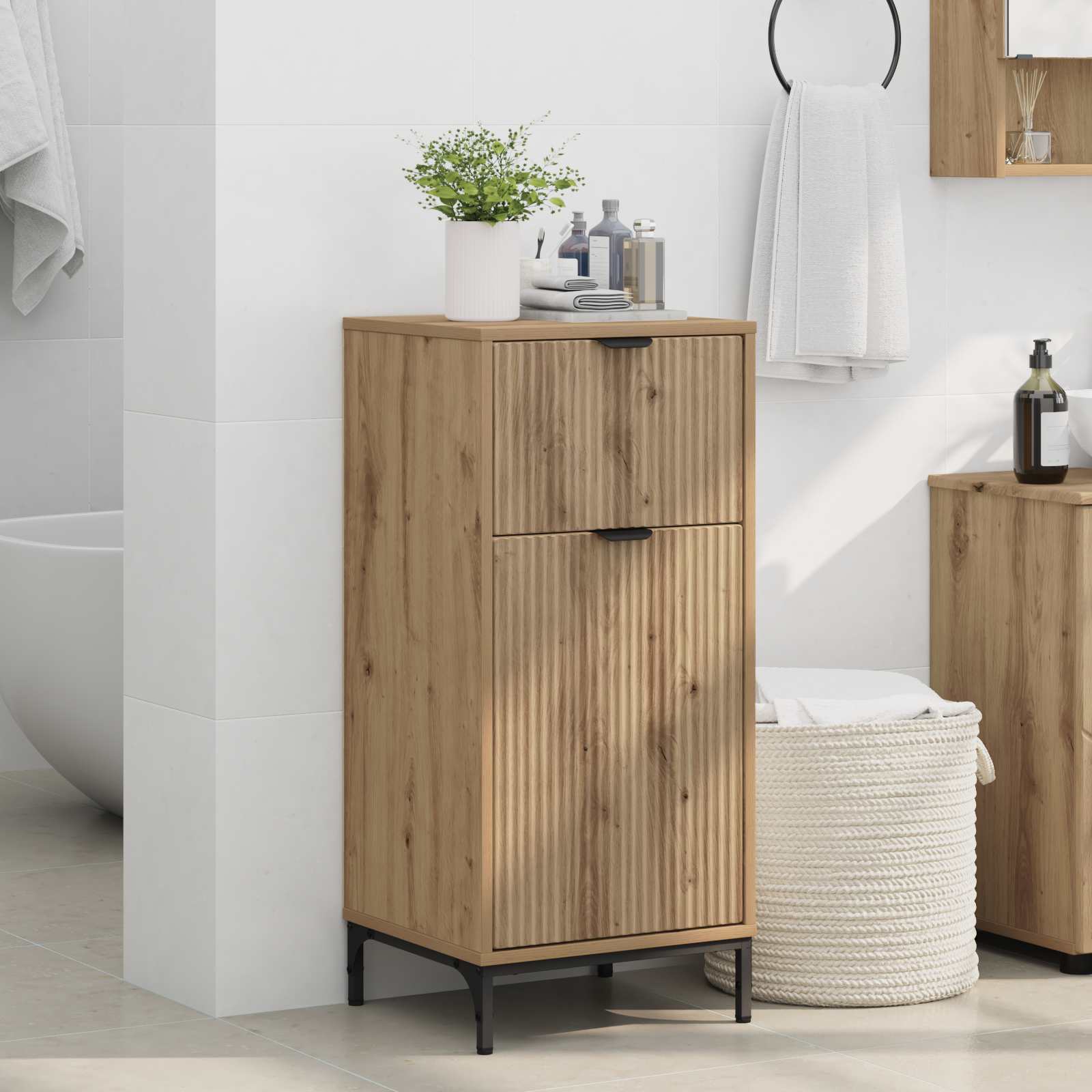 vidaXL Szafka Łazienkowa Dąb rzemieślniczy 39,5 x 36 x 88 cm