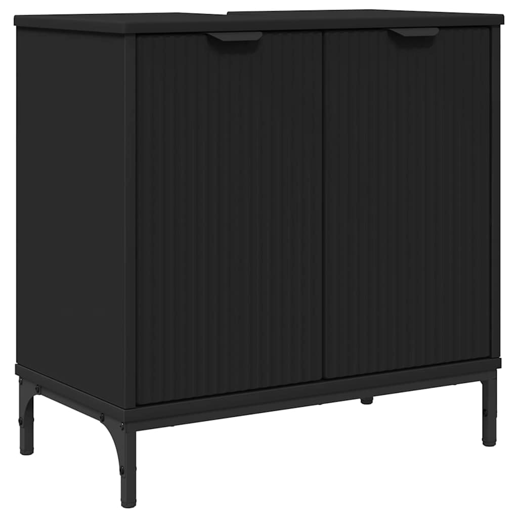 vidaXL Szafka pod umywalkę z drzwiami Czarny 60,5 x 33,5 x 61 cm