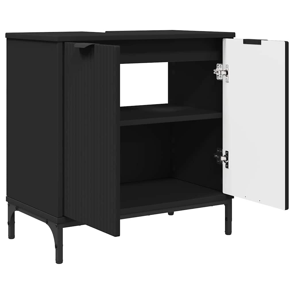 vidaXL Szafka pod umywalkę z drzwiami Czarny 60,5 x 33,5 x 61 cm