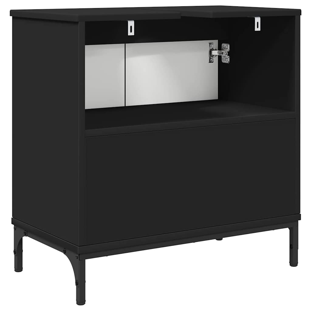 vidaXL Szafka pod umywalkę z drzwiami Czarny 60,5 x 33,5 x 61 cm