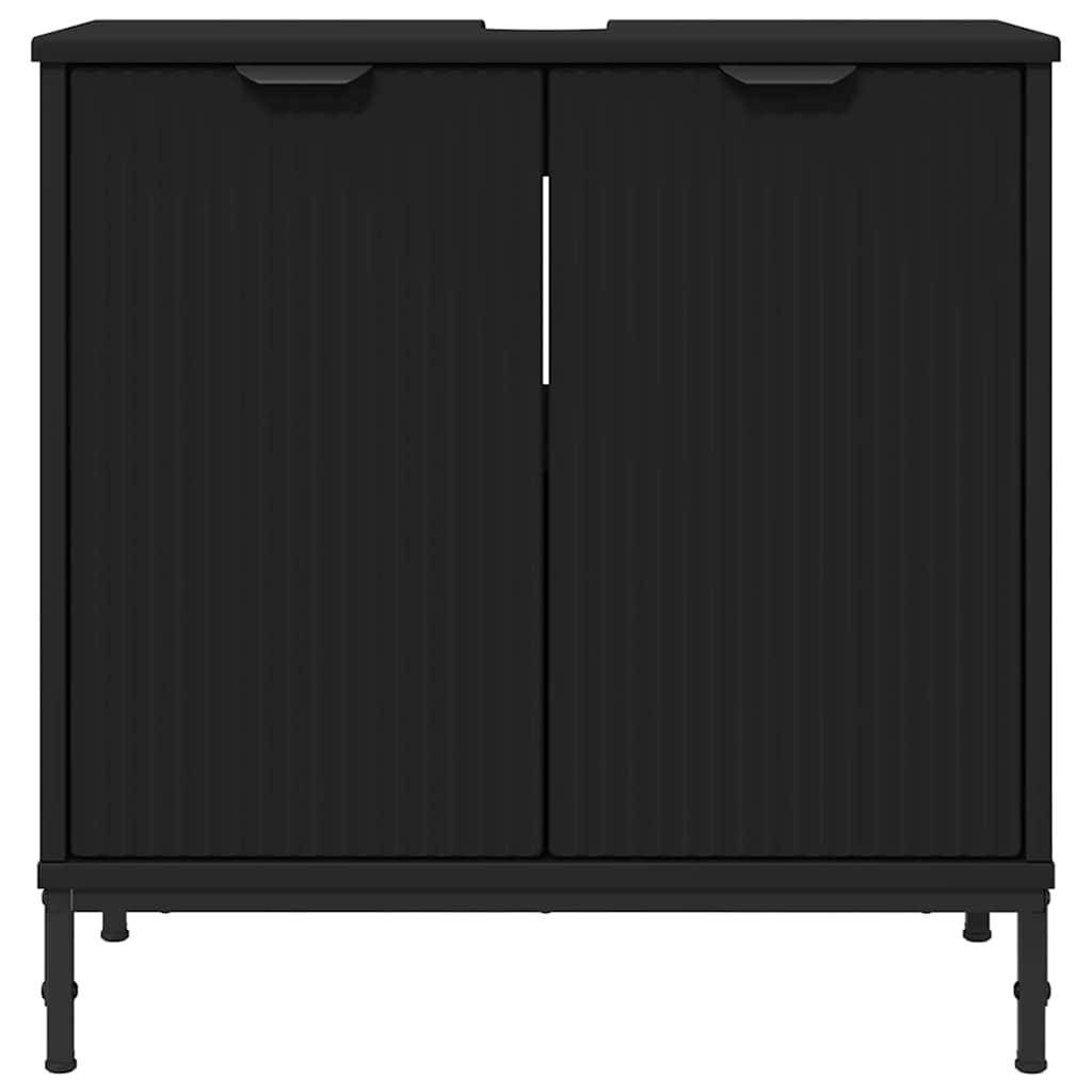 vidaXL Szafka pod umywalkę z drzwiami Czarny 60,5 x 33,5 x 61 cm